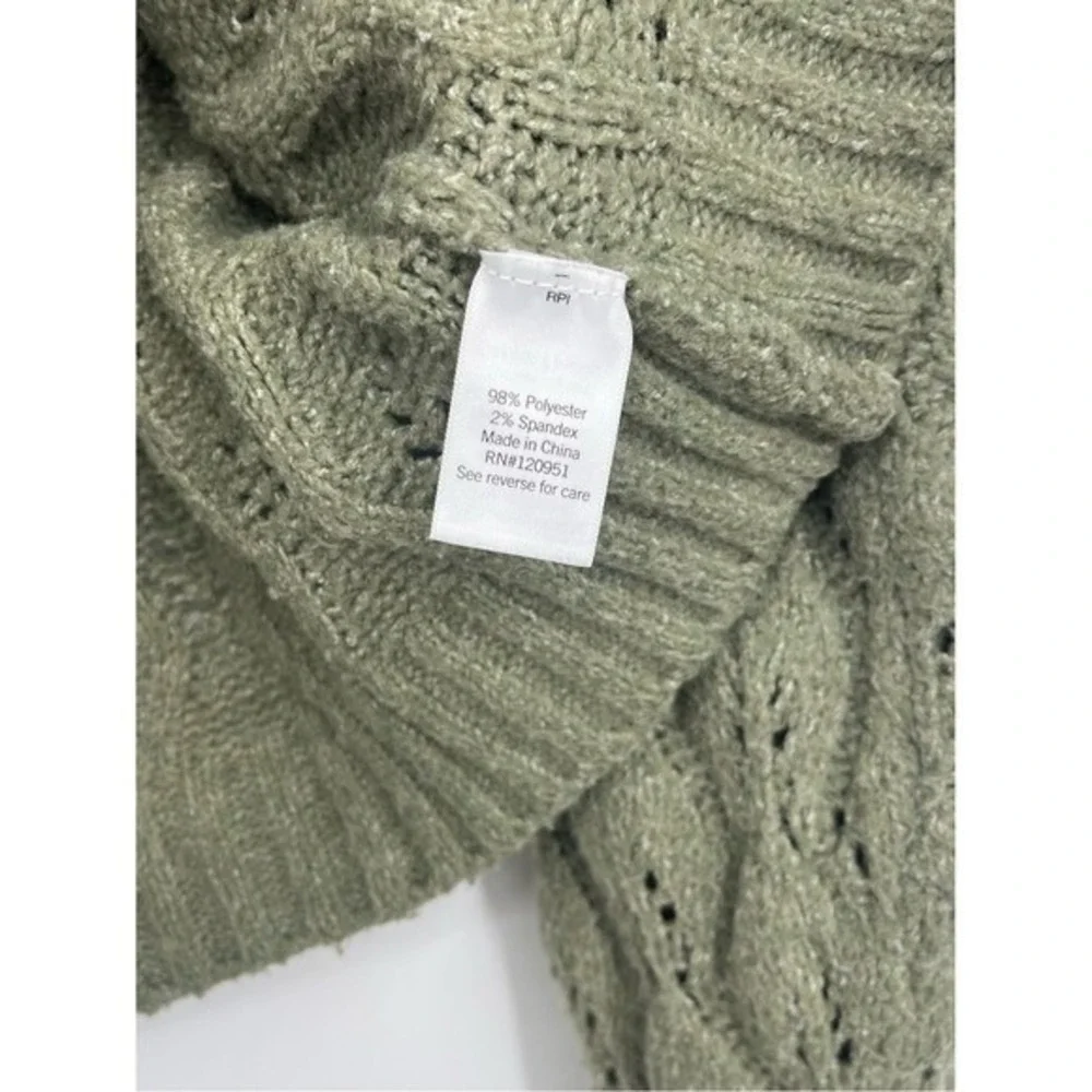 SO Goods‎ for Life Olive Green Pointelle Knit Sweater Medium Cropped Cottagecore